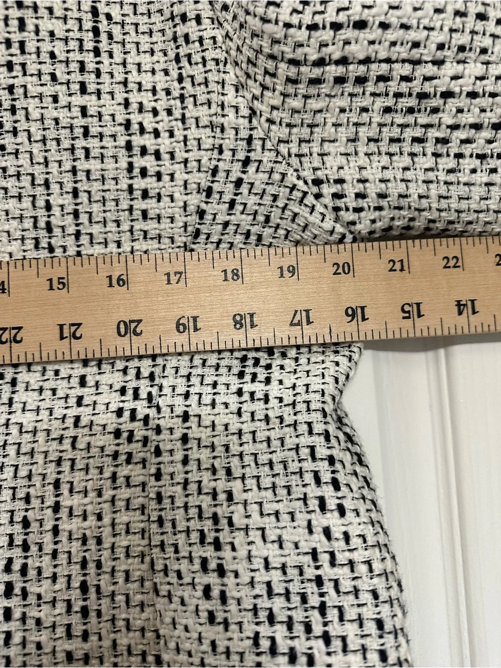 J.Crew Tweed Open Front Blazer Black White Collarless Jacket LP